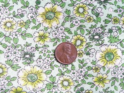 photo of 1950's vintage fabric, flowers on pale green #1