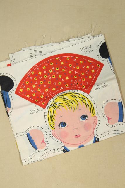 photo of 1950s vintage fabric panel printed cut and sew stuffed doll Hansel & Gretel #8