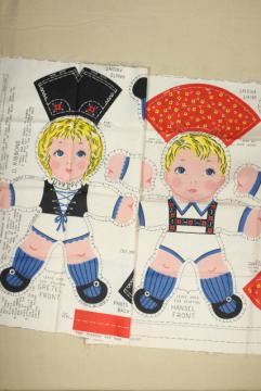 catalog photo of 1950s vintage fabric panel printed cut and sew stuffed doll Hansel & Gretel