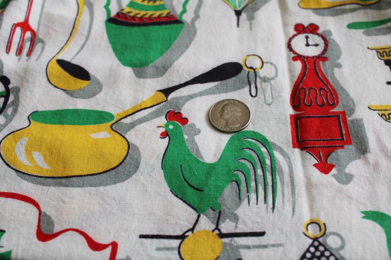 photo of 1950s vintage feed sacks, retro kitchen green border print cotton fabric #4