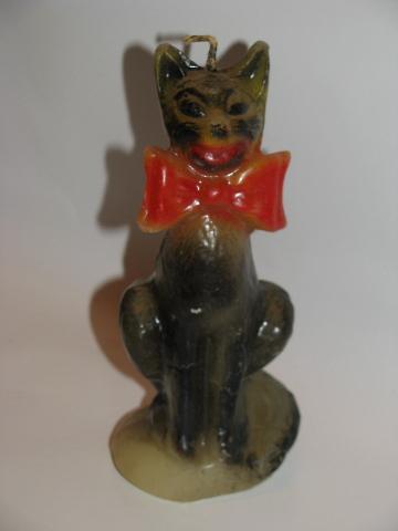 photo of 1950's vintage figural candles lot, black cats for Halloween #3