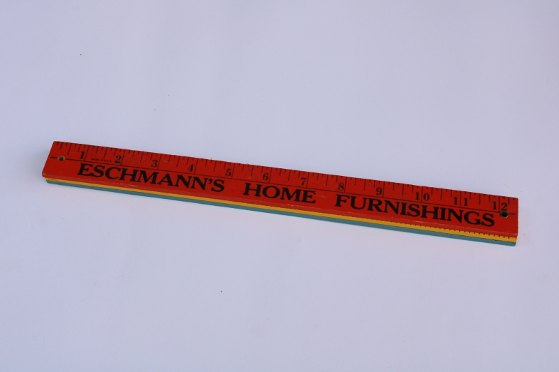 photo of 1950s vintage folding wood yardstick, measuring ruler Kirksville Missouri furniture store advertising  #5