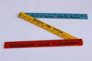 1950s vintage folding wood yardstick, measuring ruler Kirksville Missouri furniture store advertising 