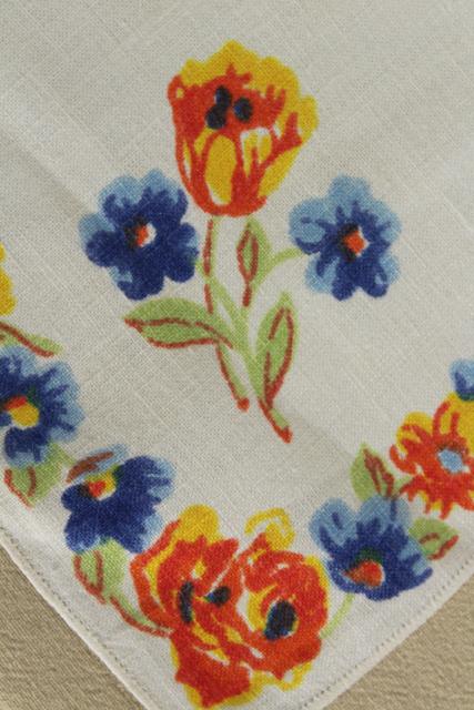 photo of 1950s vintage fruit print kitchen tablecloth & napkins, colorful printed table linen #2