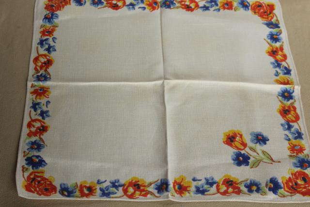 photo of 1950s vintage fruit print kitchen tablecloth & napkins, colorful printed table linen #10