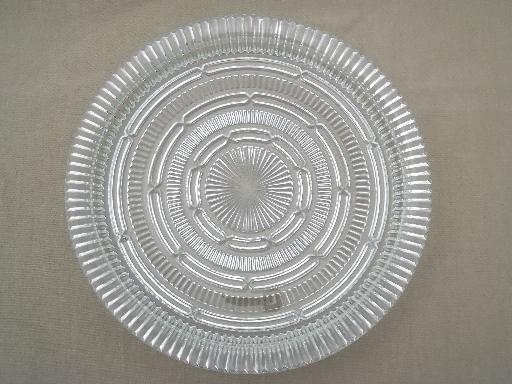 photo of 1950s vintage glass cake plate w/ large aluminum cake cover dome #3