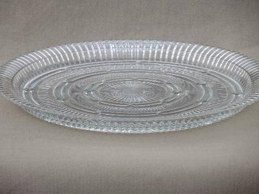 photo of 1950s vintage glass cake plate w/ large aluminum cake cover dome #4