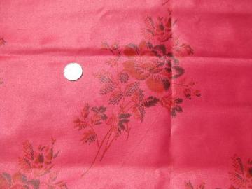 catalog photo of 1950s vintage glazed cotton chintz fabric, chinese floral on peony pink