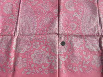 catalog photo of 1950s vintage glazed cotton chintz fabric, pink paisley floral border print