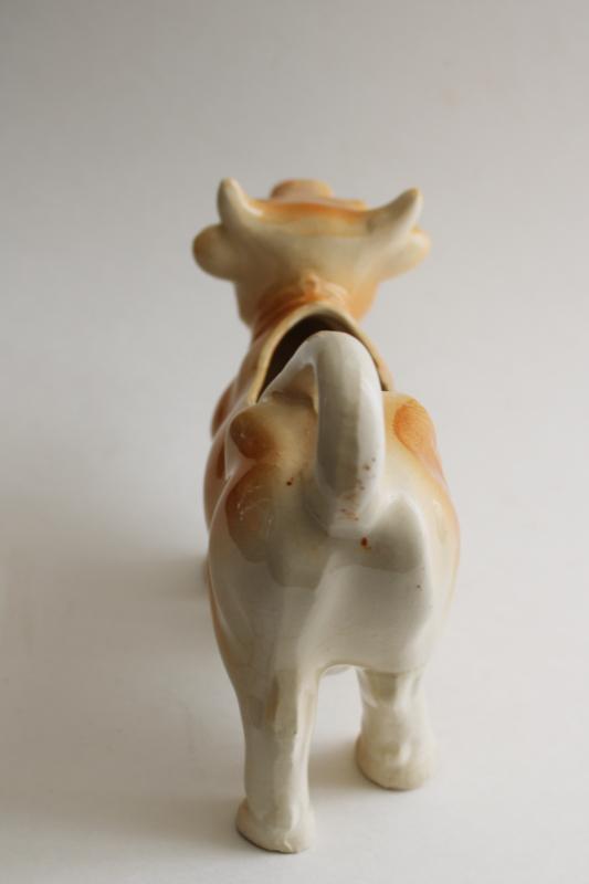 photo of 1950s vintage guernsey or jersey cow creamer, Made in Japan ceramic cow #3