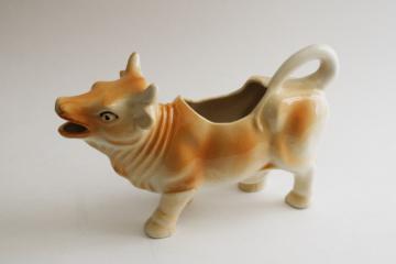 catalog photo of 1950s vintage guernsey or jersey cow creamer, Made in Japan ceramic cow