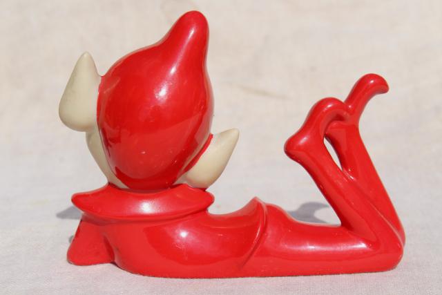 photo of 1950s vintage hand painted ceramic pixies, elf on the shelf figurines #11