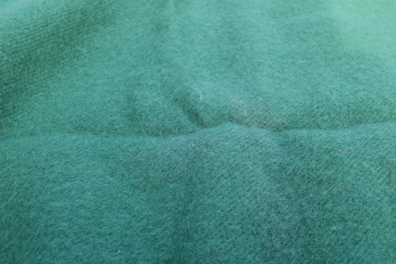 photo of 1950s vintage jade green wool blanket, thick warm winter weight bed blanket  #2