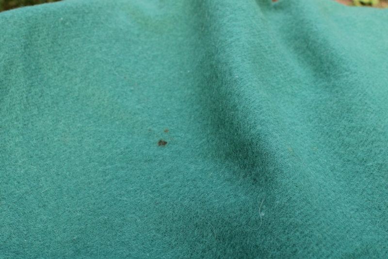 photo of 1950s vintage jade green wool blanket, thick warm winter weight bed blanket  #3