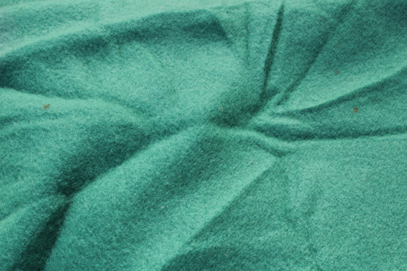 photo of 1950s vintage jade green wool blanket, thick warm winter weight bed blanket  #9