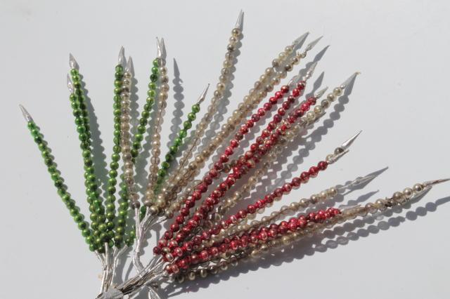 photo of 1950s vintage mercury glass bead Christmas decorations, beaded spray holiday floral picks #1