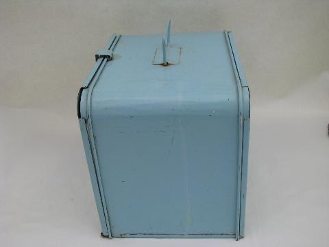 photo of 1950's vintage metal lunchbox w/ trays, picnic sandwich carrier box #4