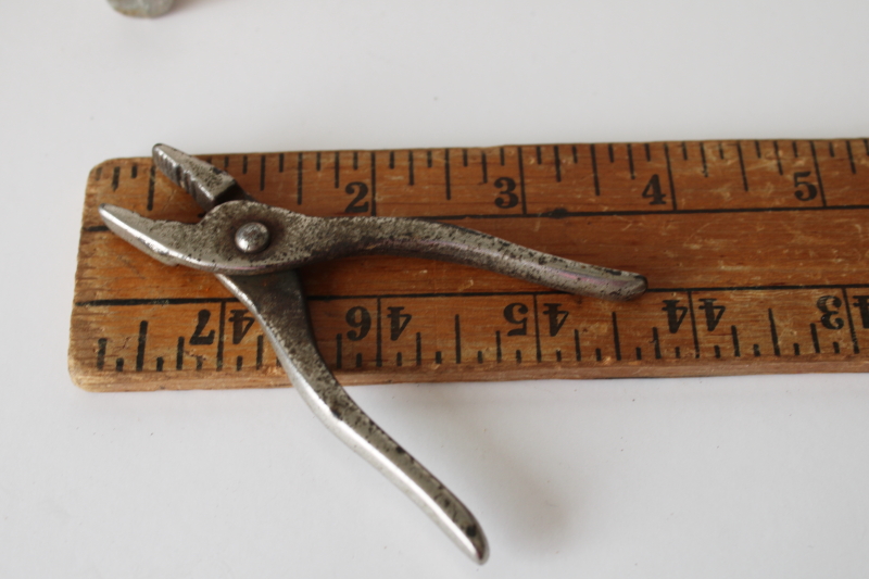 photo of 1950s vintage metal toy tools, working mini pliers, tiny hammer for toy toolbox #2