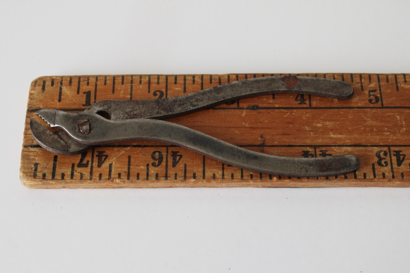 photo of 1950s vintage metal toy tools, working mini pliers, tiny hammer for toy toolbox #4
