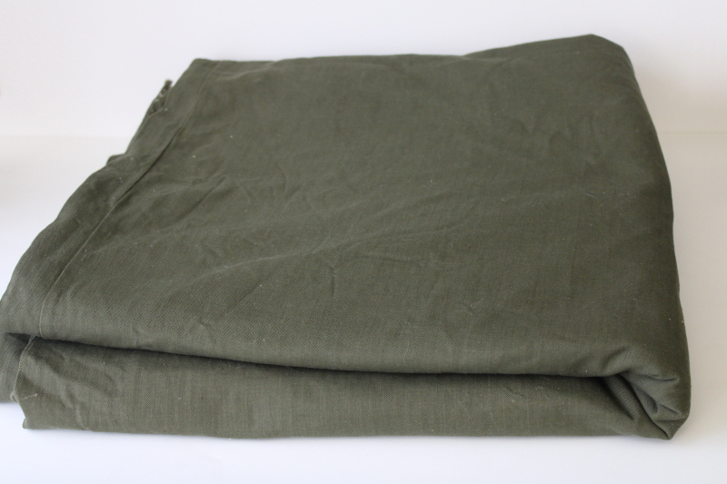 photo of 1950s vintage military surplus drab army green cotton fabric, herringbone twill weave #1