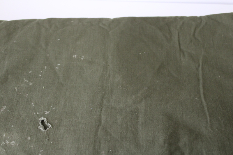 photo of 1950s vintage military surplus drab army green cotton fabric, herringbone twill weave #7