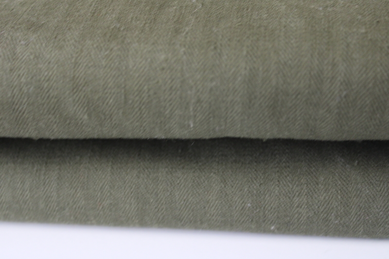 photo of 1950s vintage military surplus drab army green cotton fabric, herringbone twill weave #9