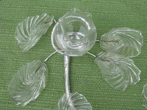 photo of 1950s vintage mirror plateau w/ murano art glass flower petals #3