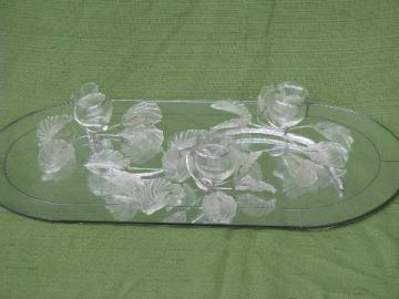 catalog photo of 1950s vintage mirror plateau w/ murano art glass flower petals