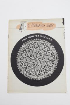 1950s vintage needlework leaflet, knitted hand knit lace doilies patterns 