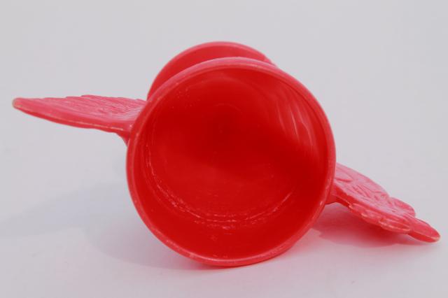 photo of 1950s vintage novelty egg cup, lustroware type hard plastic red hen chicken eggcup #5