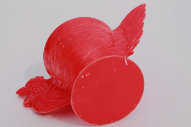 photo of 1950s vintage novelty egg cup, lustroware type hard plastic red hen chicken eggcup #6