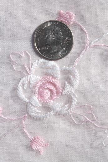 photo of 1950s vintage nylon fabric w/ embroidered flowers, pink & blue organza #4