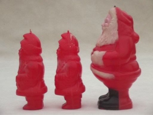 photo of 1950s vintage plastic Santa collection, Christmas tree ornaments, cake decorations #4