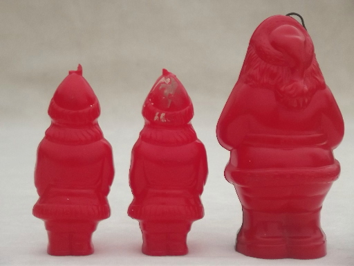 photo of 1950s vintage plastic Santa collection, Christmas tree ornaments, cake decorations #5