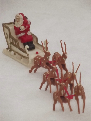 photo of 1950s vintage plastic Santa collection, Christmas tree ornaments, cake decorations #6