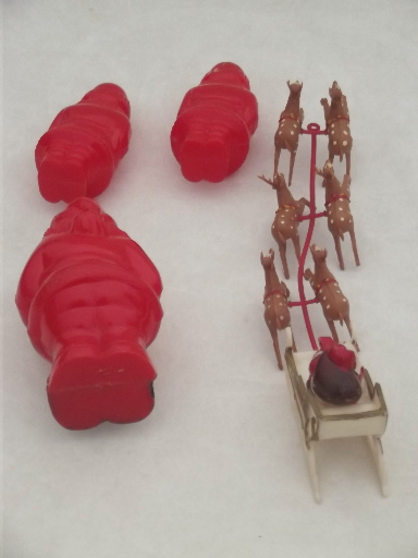 photo of 1950s vintage plastic Santa collection, Christmas tree ornaments, cake decorations #8