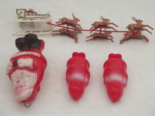 photo of 1950s vintage plastic Santa collection, Christmas tree ornaments, cake decorations #9