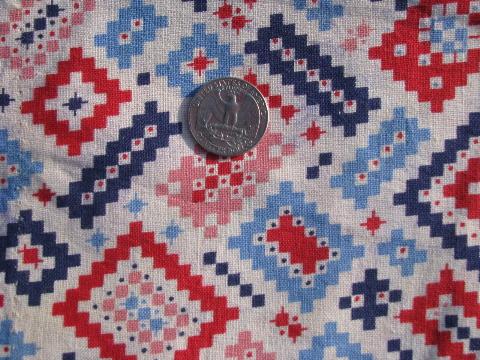 photo of 1950s vintage print cotton feed sack fabric, mod squares design #1