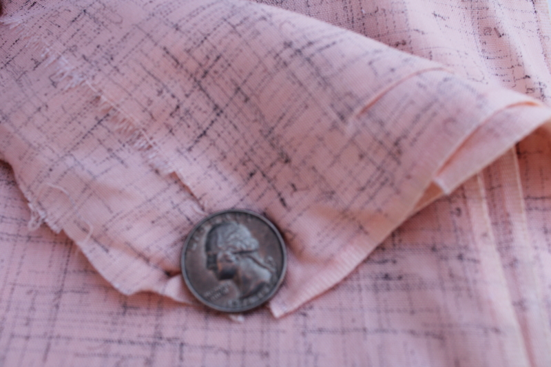 photo of 1950s vintage rayon fabric, shell pink & tweedy grey dress or shirting material #3