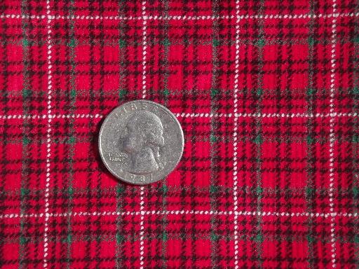 photo of 1950s vintage red & green tartan plaid cotton corduroy fabric 36 wide #1