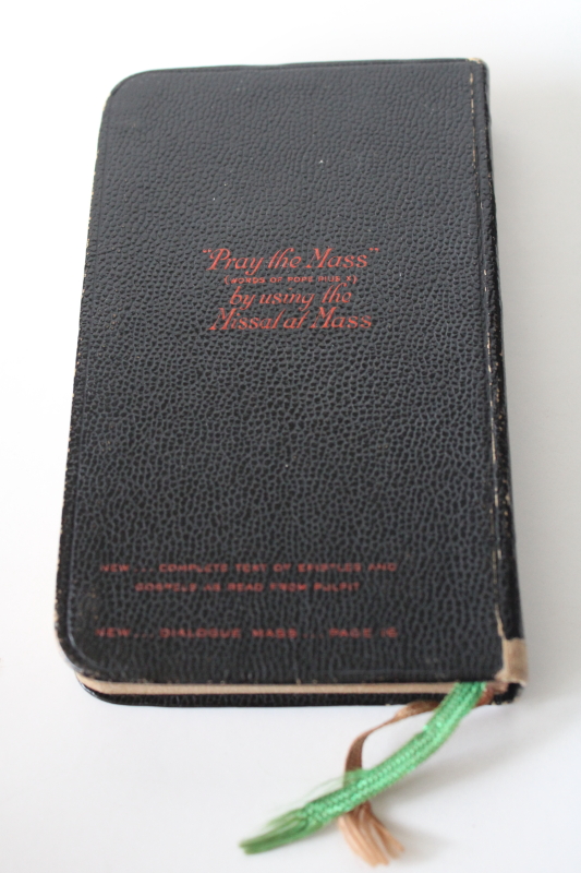 photo of 1950s vintage religious book tiny My Sunday Missal for Mass, black leatherette cover  #6