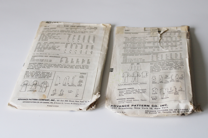 photo of 1950s vintage sewing patterns, boys pajamas & robes size 12 & 14 mod menswear style  #3
