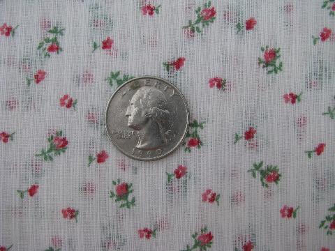 photo of 1950s vintage sheer cotton fabric, pink rosebuds print, nice for doll or baby dresses #1