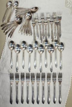 catalog photo of 1950s vintage silverware, Springtime International Silver plate flatware service for 10