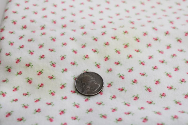 photo of 1950s vintage soft pure cotton flannel fabric baby pink rosebuds print  #2