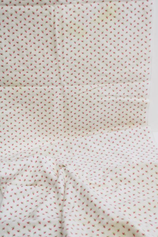 photo of 1950s vintage soft pure cotton flannel fabric baby pink rosebuds print  #4