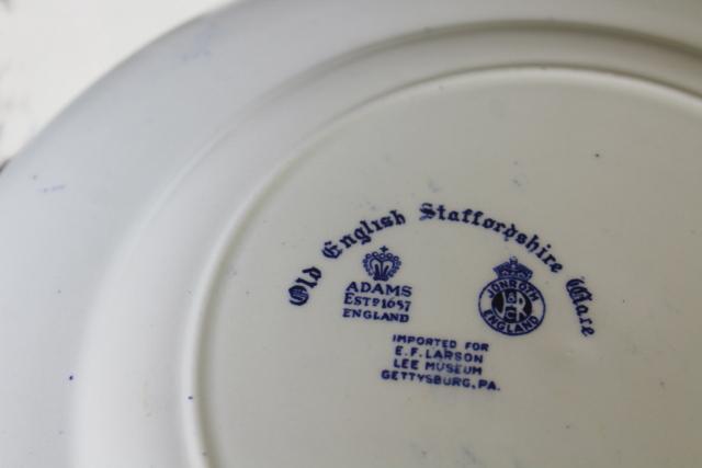 photo of 1950s vintage souvenir plate, Lee's Headquarters Gettysburg blue & white transferware #4