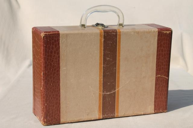 photo of 1950s vintage suitcase, child's size old school travel case for books or clothes #1