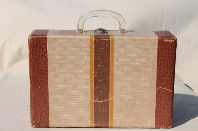 photo of 1950s vintage suitcase, child's size old school travel case for books or clothes #5