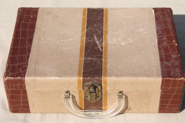 photo of 1950s vintage suitcase, child's size old school travel case for books or clothes #7